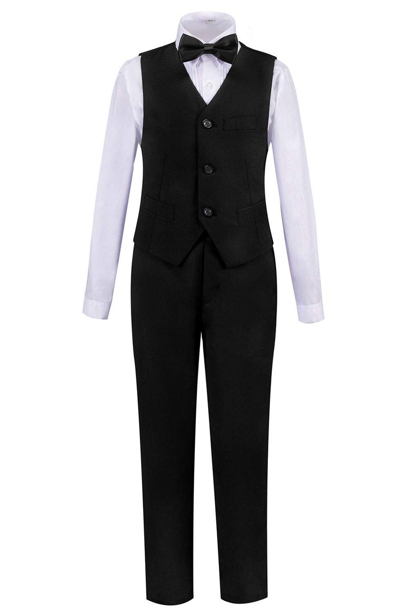 Addneo Suits for Boys Easter Outfits Kids Suit Black Dress Pants Vest White Shirt Boys Suits Size 12 - Image 3